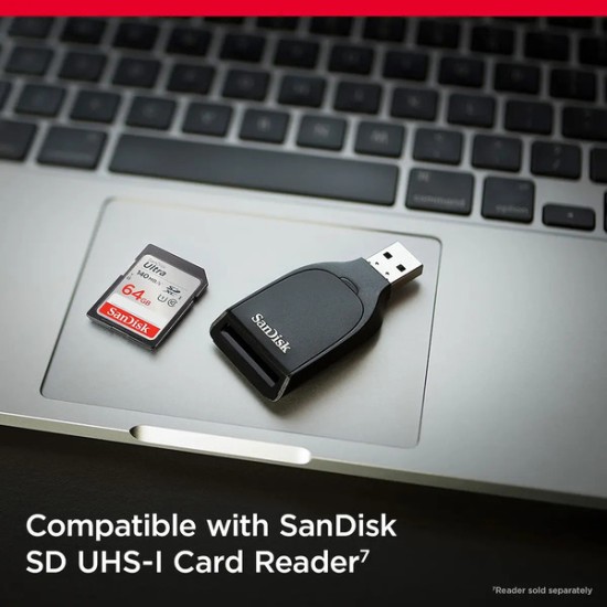 SANDISK 64GB Ultra SD Card, Up to 140MB/s Read Speeds, UHS-I